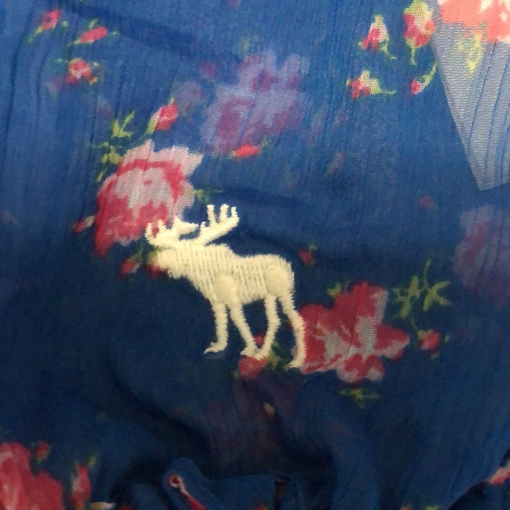 🫎 ABERCROMBIE  SHEER FLORAL ROYAL BLUE BLOuSE - Picture 6 of 6